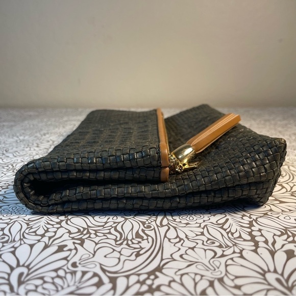 Escada Woven Leather Fold-Over Clutch 80% Off Est. - Picture 2 of 16